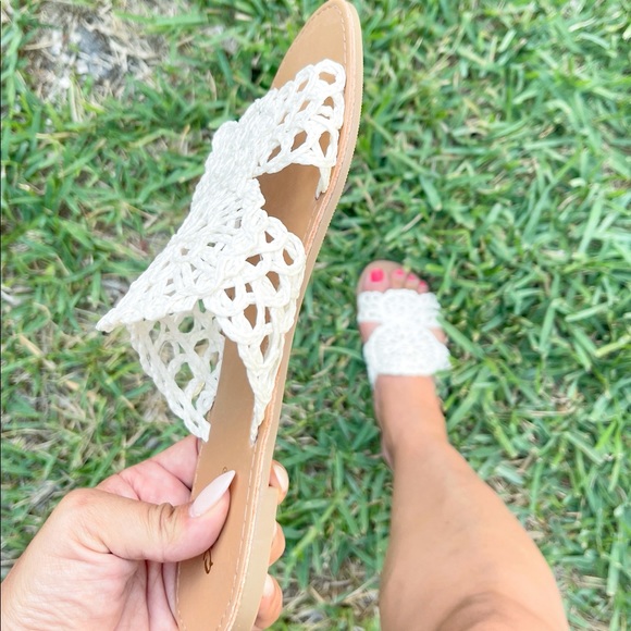 White Crochet Boho Sandals - Picture 2 of 5